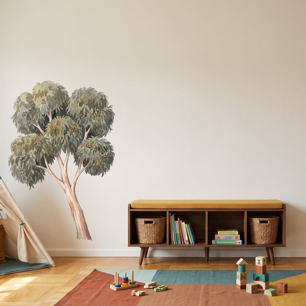 Ghost Gum Tree Wall Sticker Decals wall decals on a playroom wall (Large (92 x 137 cm) size, right facing)