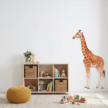 Watercolour Giraffe Wall Sticker Decals wall decals on a kids' room wall (Medium (84 x 150 cm) size, left facing)
