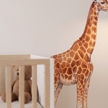 Watercolour Giraffe Wall Sticker Decals wall decals: a close-up of the decals from one side in a nursery