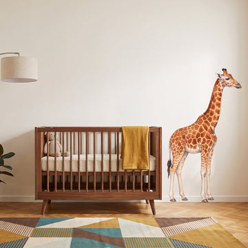 Watercolour Giraffe Wall Sticker Decals wall decals on a nursery wall (Medium (84 x 150 cm) size, right facing)