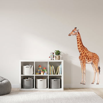 Watercolour Giraffe Wall Sticker Decals wall decals on a kids' room wall (Medium (84 x 150 cm) size, left facing)