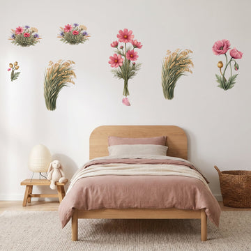 Tall Wildflower Meadow Wall Sticker Decals wall decals on a girl's bedroom wall (Full Room (Large) size)