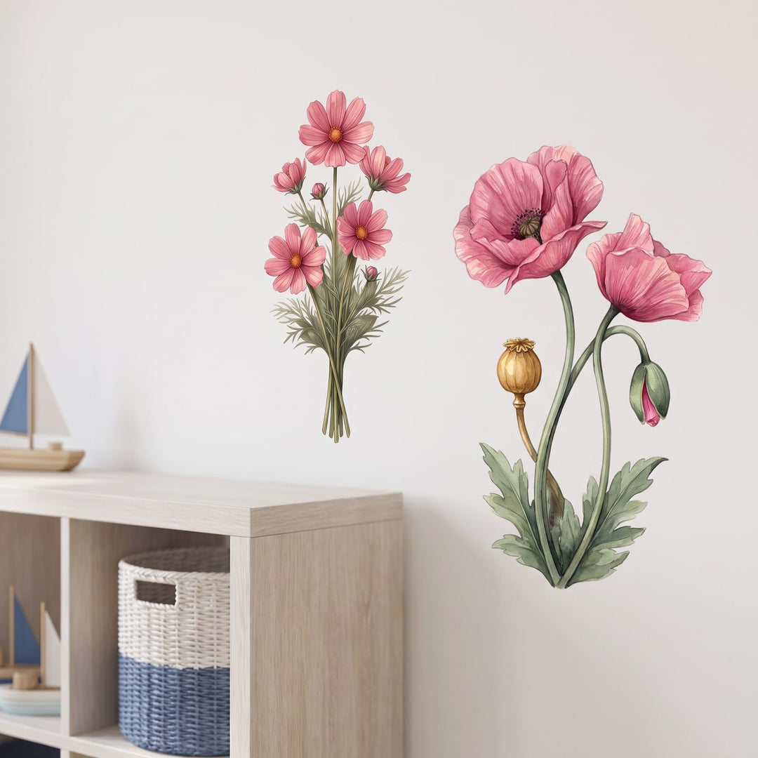 Tall Wildflower Meadow Wall Sticker Decals wall decals: a close-up of the decals from one side in a kids' room