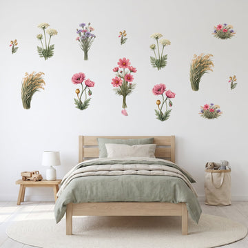 Tall Wildflower Meadow Wall Sticker Decals wall decals on a boy's bedroom wall (Feature Wall (Medium) size)