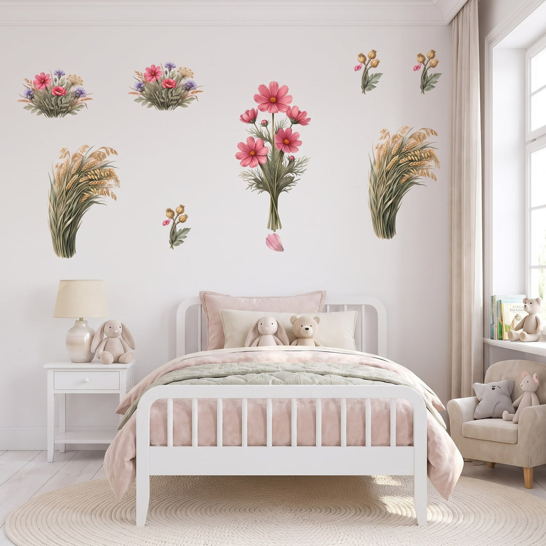 Tall Wildflower Meadow Wall Sticker Decals wall decals: the whole room from a corner in a girl's bedroom