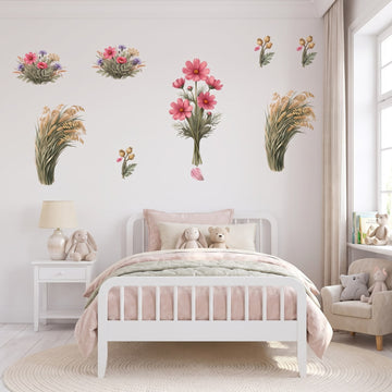 Tall Wildflower Meadow Wall Sticker Decals wall decals: the whole room from a corner in a girl's bedroom