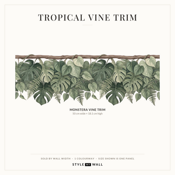 Monstera Vine Trim Wall Sticker Decals: 1 m wall sizes