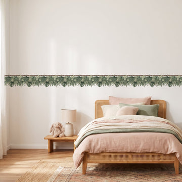 Monstera Vine Trim Wall Sticker Decals wall decals on a girl's bedroom wall (5 m (10 x 50 cm) size)
