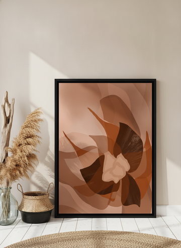 Canvas wall art with a black surround leaning against the wall in a coastal living room