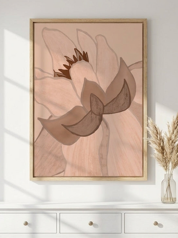 Modern wall art print styled on the wall in a coastal bathroom