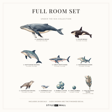 Under the Sea Wall Sticker Decals: Full Room Set sizes