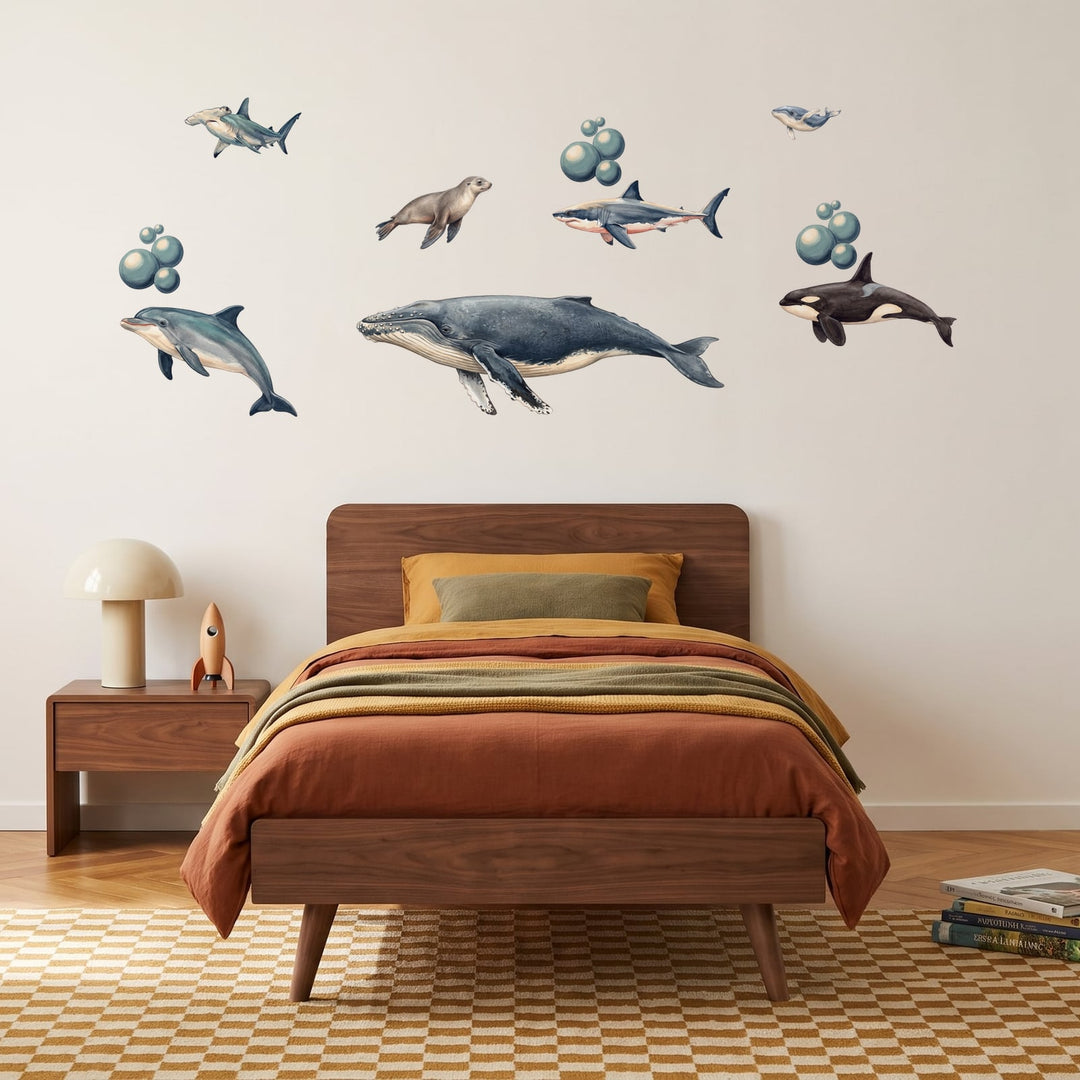 Under the Sea Wall Sticker Decals wall decals on a boy's bedroom wall (Full Room (Large) size)