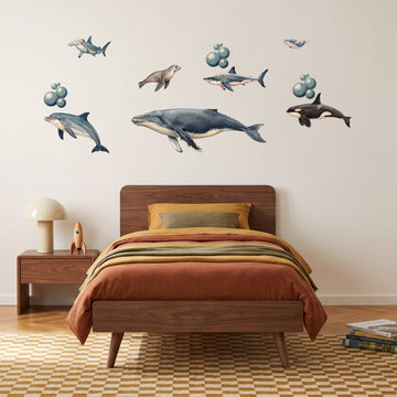 Under the Sea Wall Sticker Decals wall decals on a boy's bedroom wall (Full Room (Large) size)