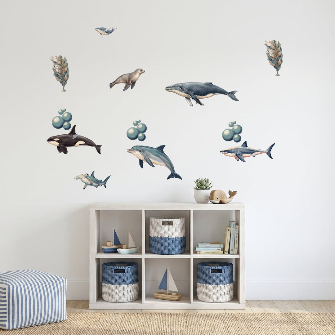 Under the Sea Wall Sticker Decals wall decals on a kids' room wall (Feature Wall (Medium) size)