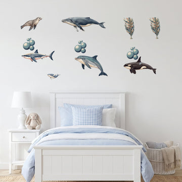 Under the Sea Wall Sticker Decals wall decals on a girl's bedroom wall (Feature Wall (Medium) size)