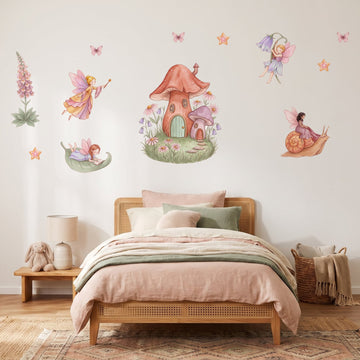 Fairy Cottage Garden Wall Sticker Decals wall decals on a girl's bedroom wall (Full Room (Large) size)