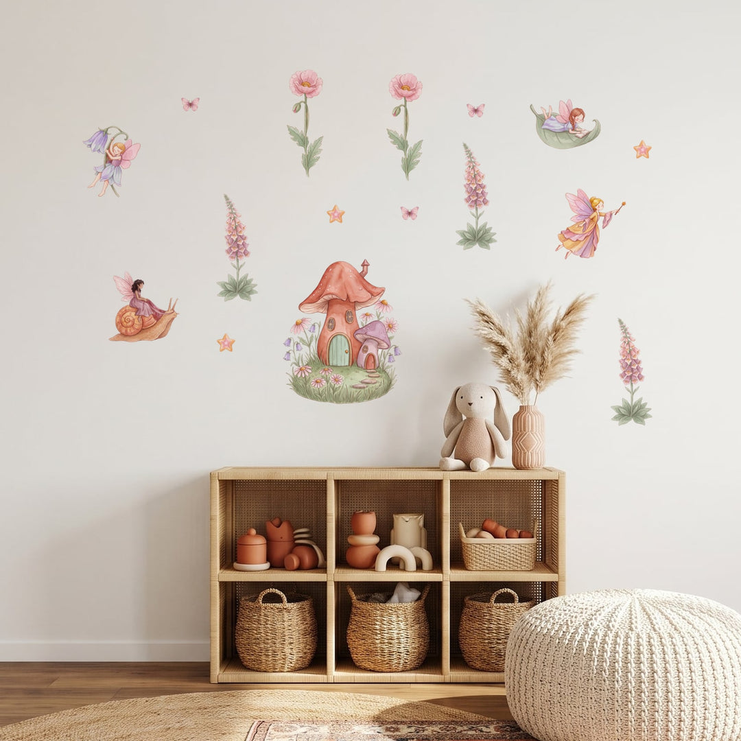 Fairy Cottage Garden Wall Sticker Decals wall decals on a kids' room wall (Feature Wall (Medium) size)