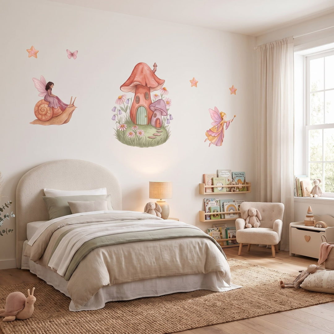 Fairy Cottage Garden Wall Sticker Decals wall decals: the whole room from a corner in a girl's bedroom