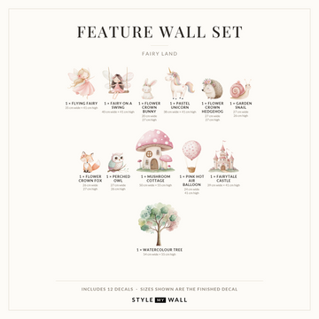 Fairy Land Wall Sticker Decals: Feature Wall Set sizes