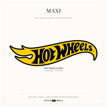 Hot Wheels Black & Yellow Logo Wall Sticker Decals: Maxi sizes