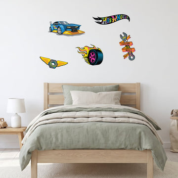 Hot Wheels Hot Rod Garage Set Wall Sticker Decals wall decals on a boy's bedroom wall (Accent (Small) size)