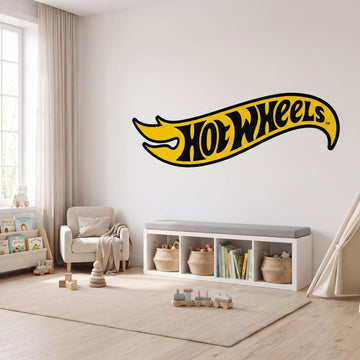 Hot Wheels Black & Yellow Logo Wall Sticker Decals wall decals: the whole room from a corner in a playroom