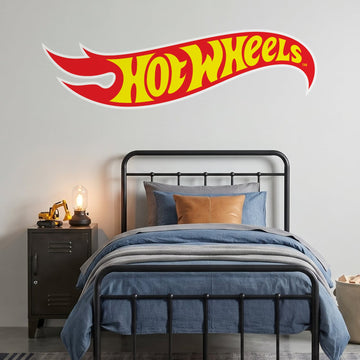 Hot Wheels Flame Logo Wall Sticker Decals wall decals on a boy's bedroom wall (Large (137 x 40 cm) size)