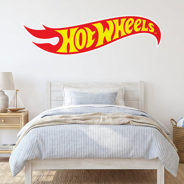 Hot Wheels Flame Logo Wall Sticker Decals wall decals on a boy's bedroom wall (Large (137 x 40 cm) size)