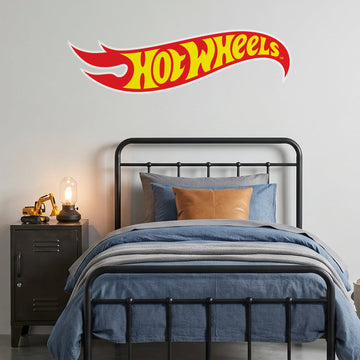Hot Wheels Flame Logo Wall Sticker Decals wall decals on a boy's bedroom wall (Medium (100 x 29 cm) size)