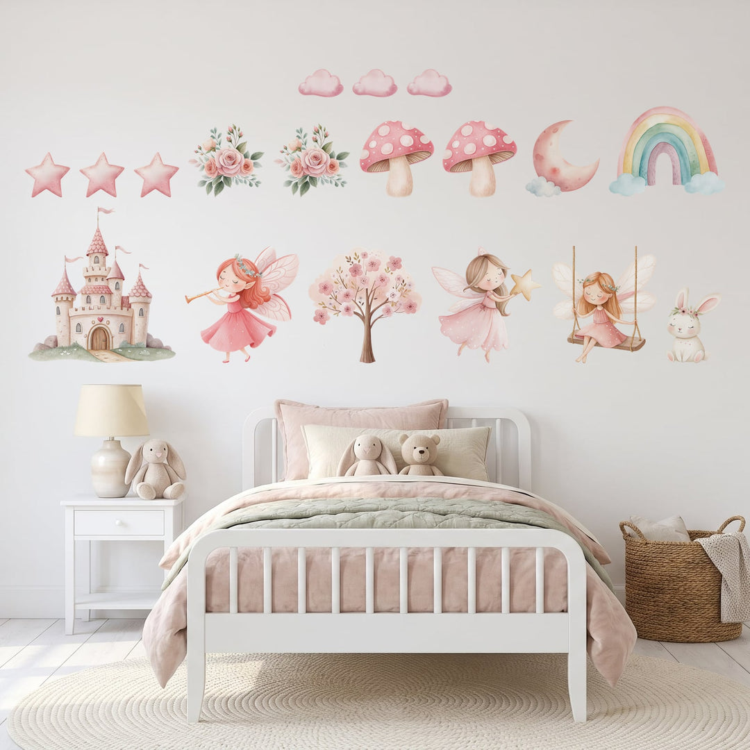 Fairy Garden Dreams Wall Sticker Decals wall decals on a girl's bedroom wall (Feature Wall (Medium) size)