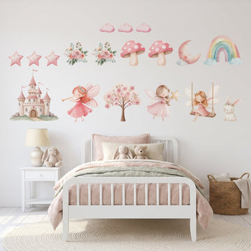 Fairy Garden Dreams Wall Sticker Decals wall decals on a girl's bedroom wall (Feature Wall (Medium) size)