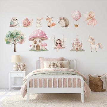 Fairy Land Wall Sticker Decals wall decals on a girl's bedroom wall (Feature Wall (Medium) size)