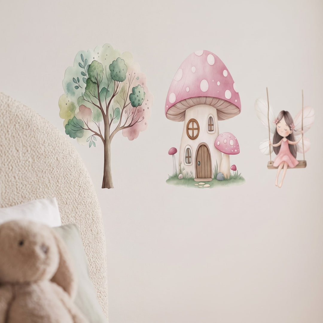 Fairy Land Wall Sticker Decals wall decals: a close-up of the decals from one side in a girl's bedroom