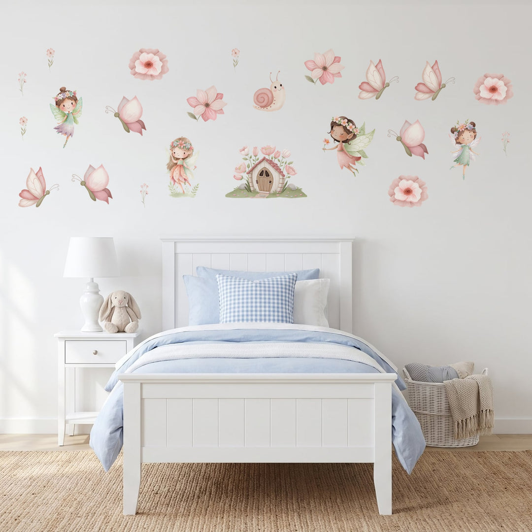 Pastel Illustration Fairy Garden Wall Sticker Decals wall decals on a girl's bedroom wall (Accent (Small) size)