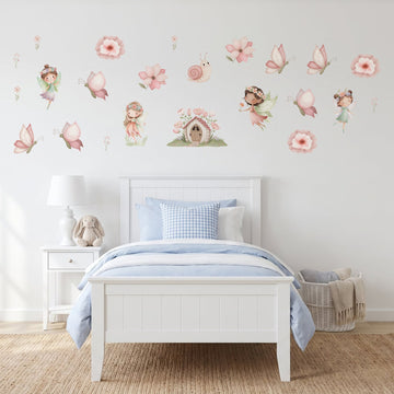 Pastel Illustration Fairy Garden Wall Sticker Decals wall decals on a girl's bedroom wall (Accent (Small) size)