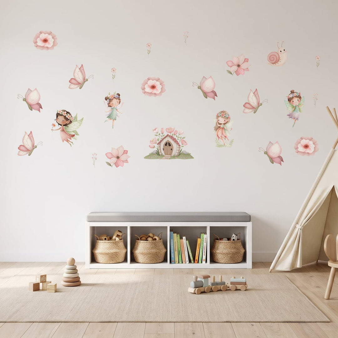 Pastel Illustration Fairy Garden Wall Sticker Decals wall decals on a playroom wall (Accent (Small) size)