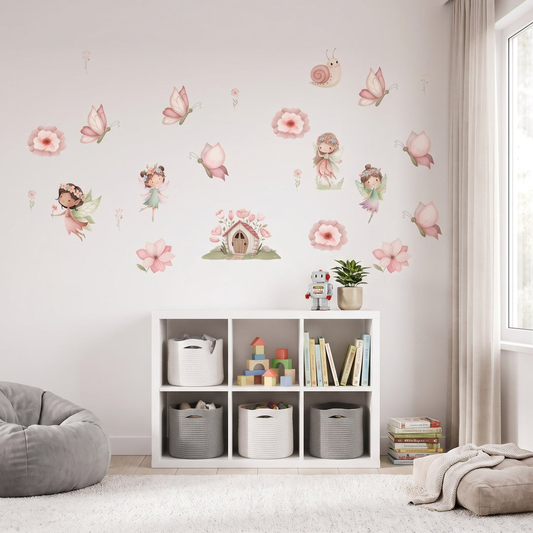 Pastel Illustration Fairy Garden Wall Sticker Decals wall decals: the whole room from a corner in a kids' room