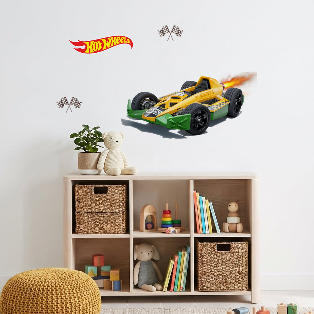 Hot Wheels Fast Lane Racer Set Wall Sticker Decals wall decals on a kids' room wall (Full Room (Large) size)