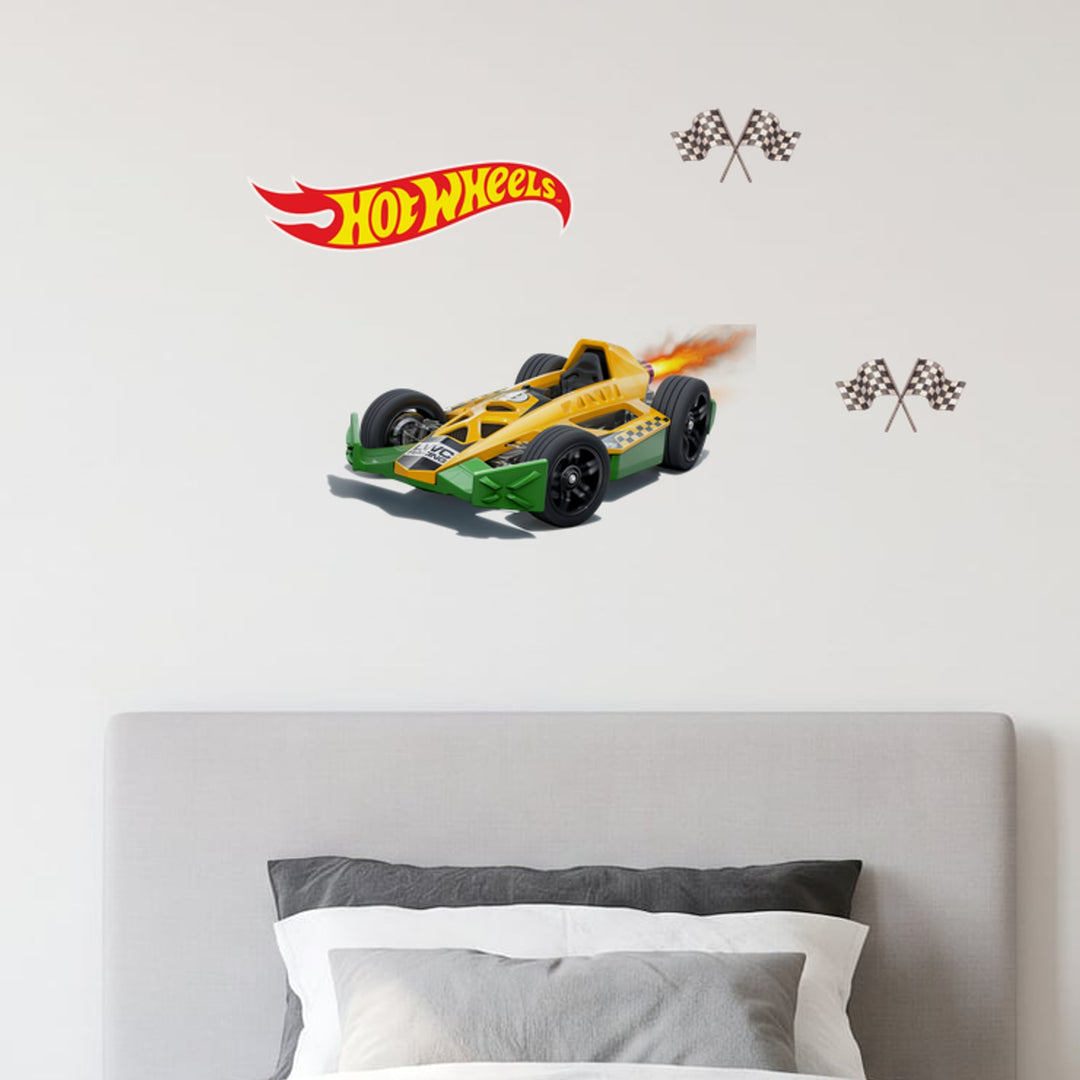 Hot Wheels Fast Lane Racer Set Wall Sticker Decals wall decals on a boy's bedroom wall (Accent (Small) size)