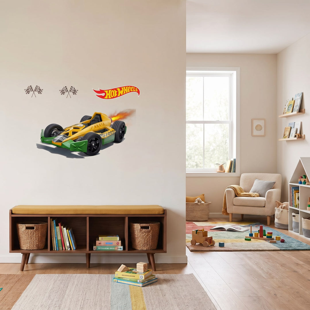 Hot Wheels Fast Lane Racer Set Wall Sticker Decals wall decals: the whole room from a corner in a playroom