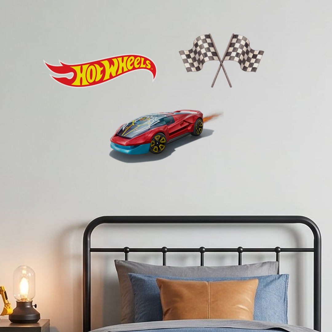 Hot Wheels Red Racer Wall Sticker Decals wall decals on a boy's bedroom wall (Accent (Small) size)