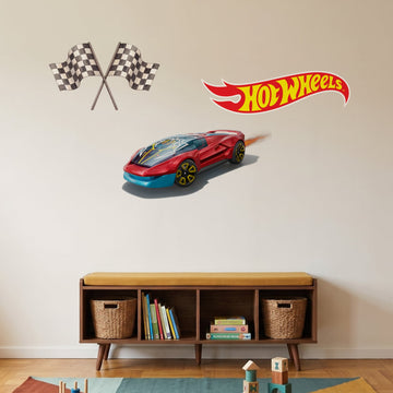 Hot Wheels Red Racer Wall Sticker Decals wall decals on a playroom wall (Feature Wall (Medium) size)