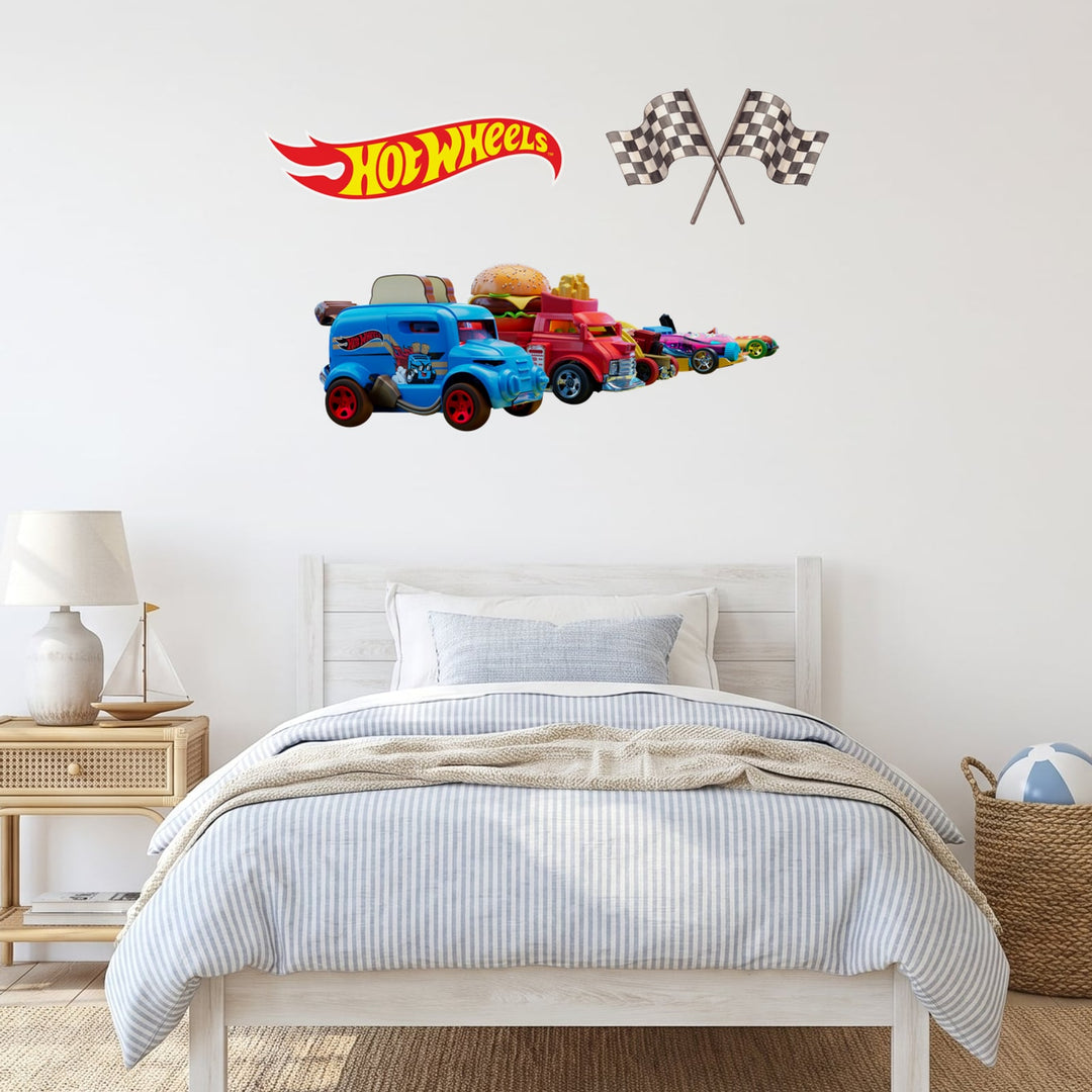 Hot Wheels Ready, Set, Go Wall Sticker Decals wall decals on a boy's bedroom wall (Full Room (Large) size)