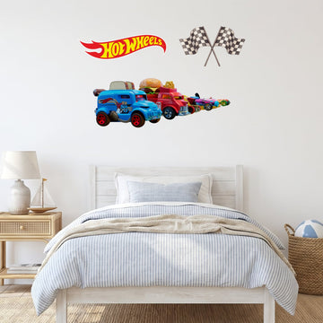 Hot Wheels Ready, Set, Go Wall Sticker Decals wall decals on a boy's bedroom wall (Full Room (Large) size)
