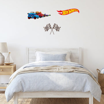 Hot Wheels Ready, Set, Go Wall Sticker Decals wall decals on a boy's bedroom wall (Accent (Small) size)
