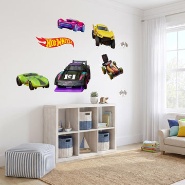 Let's Race Cars Wall Sticker Decals wall decals: the whole room from a corner in a kids' room