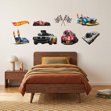 Hot Wheels Speed Demons Wall Sticker Decals wall decals on a boy's bedroom wall (Feature Wall (Medium) size)