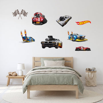 Hot Wheels Speed Demons Wall Sticker Decals wall decals on a boy's bedroom wall (Feature Wall (Medium) size)