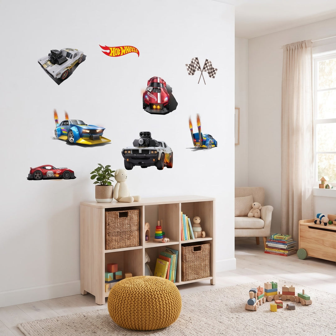 Hot Wheels Speed Demons Wall Sticker Decals wall decals: the whole room from a corner in a kids' room
