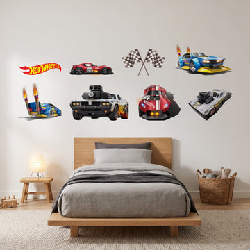 Hot Wheels Speed Demons Wall Sticker Decals wall decals on a boy's bedroom wall (Feature Wall (Medium) size)